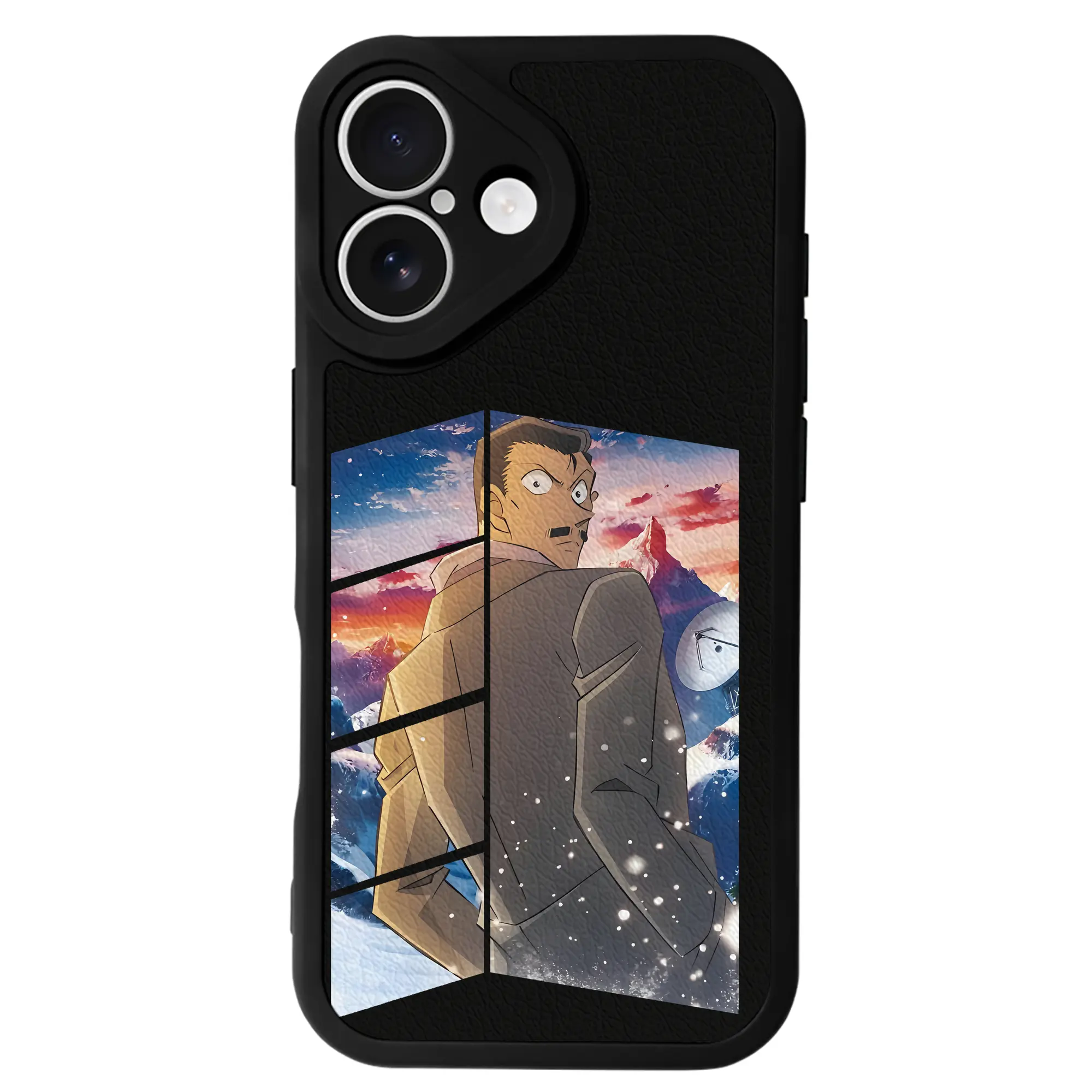 名探偵コナン グッズ 毛利 小五郎 - IPhone 16シリーズ対応 ・ シリコンスマホケース ・ レザー調 ・ 高精度フィット ・ 耐衝撃 ・ ワイヤレス充電対応 ・ 精密カット